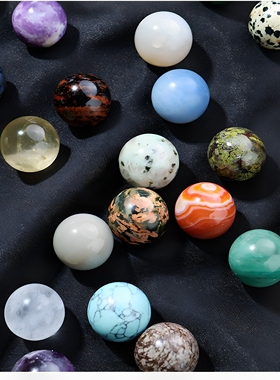 天然水晶球矿石标本套盒水晶原石玛瑙圆珠宝石儿童科普礼物套装