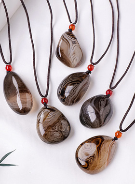 天然缠丝玛瑙原石水晶吊坠玉髓玛瑙雨花石手把件玉石毛衣项链