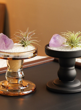 天然水晶紫水晶原石空气凤梨摆件创意无火香薰石水晶消磁净化