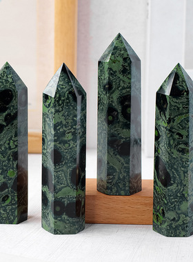 天然水晶孔雀眼水晶柱水晶原石打磨水晶单尖六棱柱家居客厅摆件