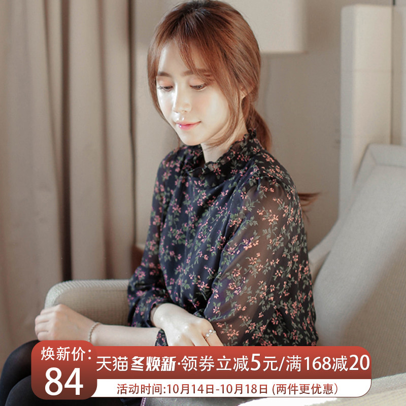 半高领加绒2020秋冬修身洋气小衫 宝采尔蕾丝衫/雪纺衫