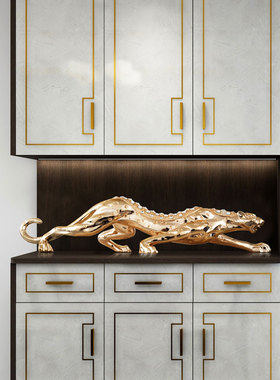 金钱豹摆件客厅办公室玄关装饰品