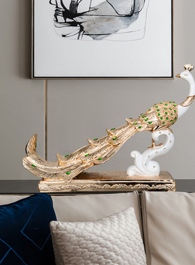 花翎欧式风树脂客厅玄关家装孔雀