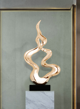 艺术品会所大厅树脂电镀抽象雕塑