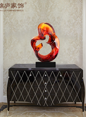 抽象透明雕塑装饰品玄关现代琉璃