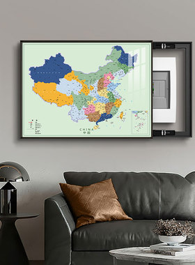 中国地图电表箱装饰画现代简约