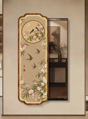 宋代美学玄关暗藏式全身穿衣镜上墙试衣镜隐藏推拉壁画镜挂画