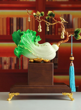 新中式玉白菜摆件招财