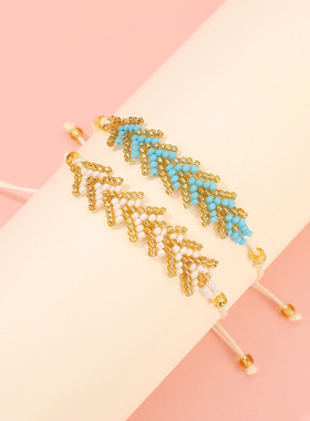 跨境波西米亚风米珠彩虹箭头手链