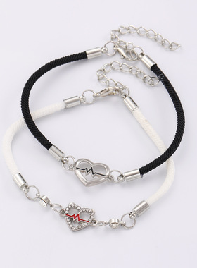 妙雅欧美心动讯号手链情侣一手链