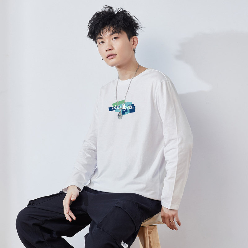 唐狮2021秋季新款情侣长袖棉打底衫 唐狮喜之乐T恤