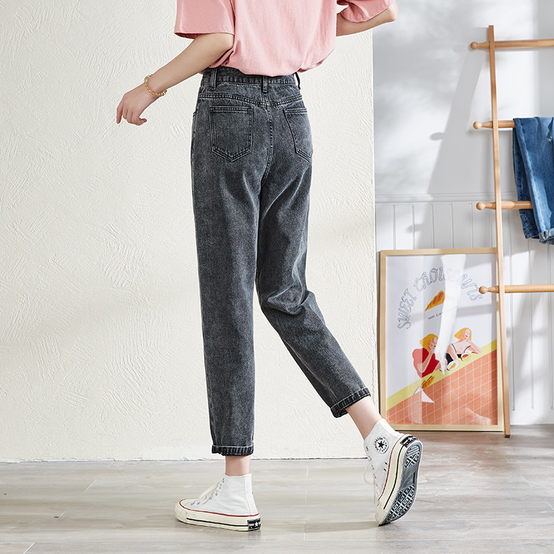 唐狮2021年秋冬新款高腰牛仔裤女 唐狮喜之乐牛仔裤