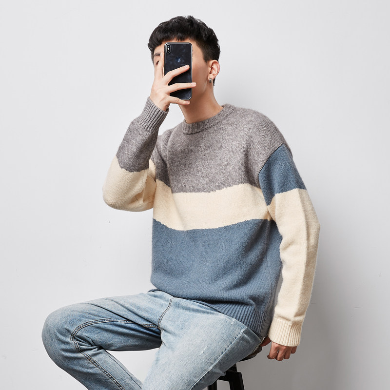 唐狮2020秋冬新款男士拼接针织衫 唐狮天悦针织衫/毛衣