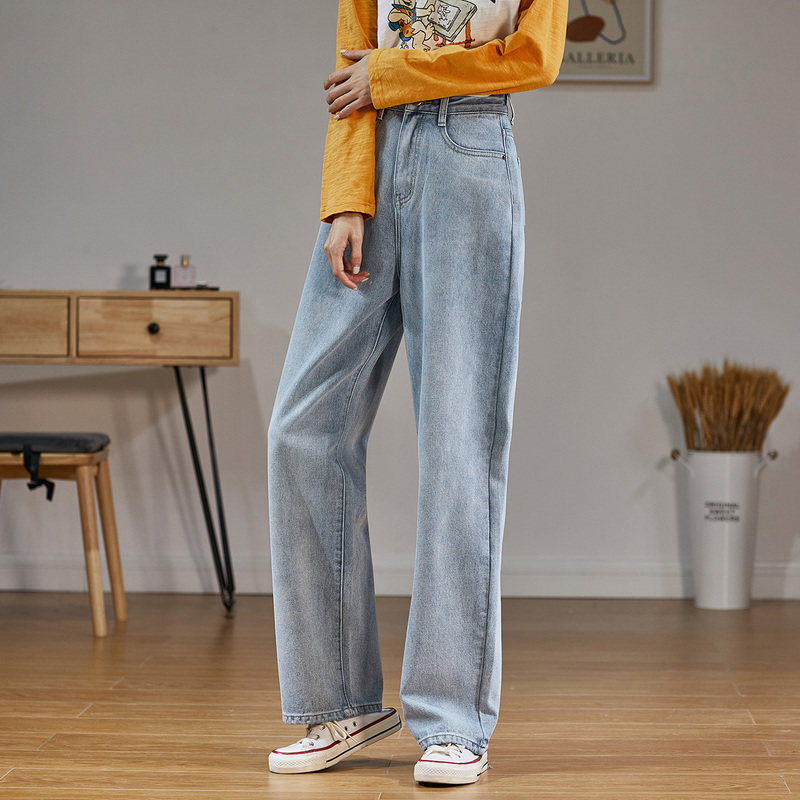 唐狮直筒2021春秋新款韩版牛仔裤 唐狮喜之乐牛仔裤