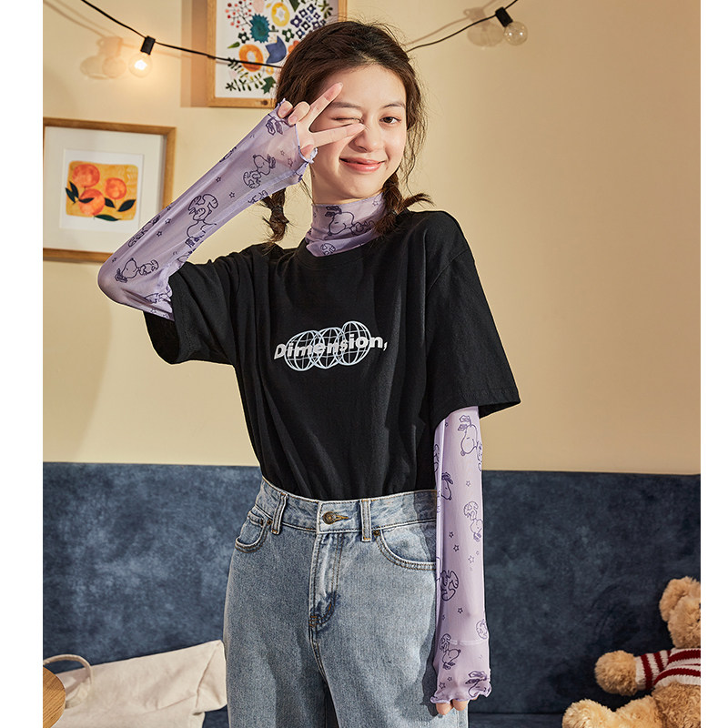 [史努比联名]唐狮2021春秋新款内搭 唐狮喜之乐T恤