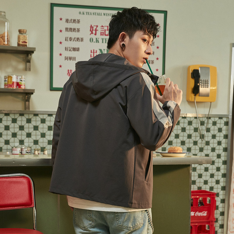 唐狮官方旗舰店2020秋港风连帽夹克 唐狮福悠夹克