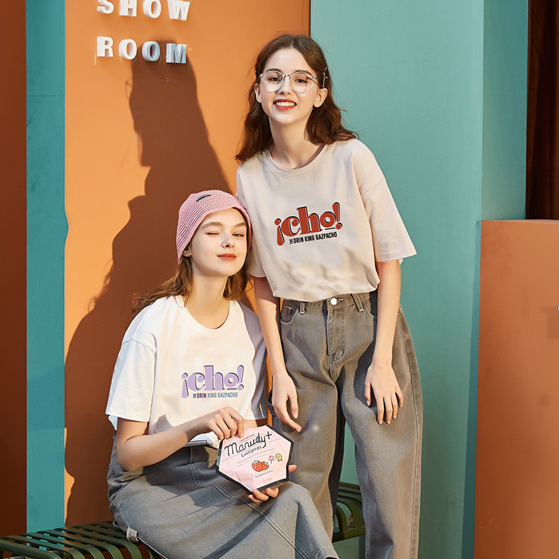 唐狮2020夏新款短袖女韩版宽松t恤 唐狮喜之乐T恤