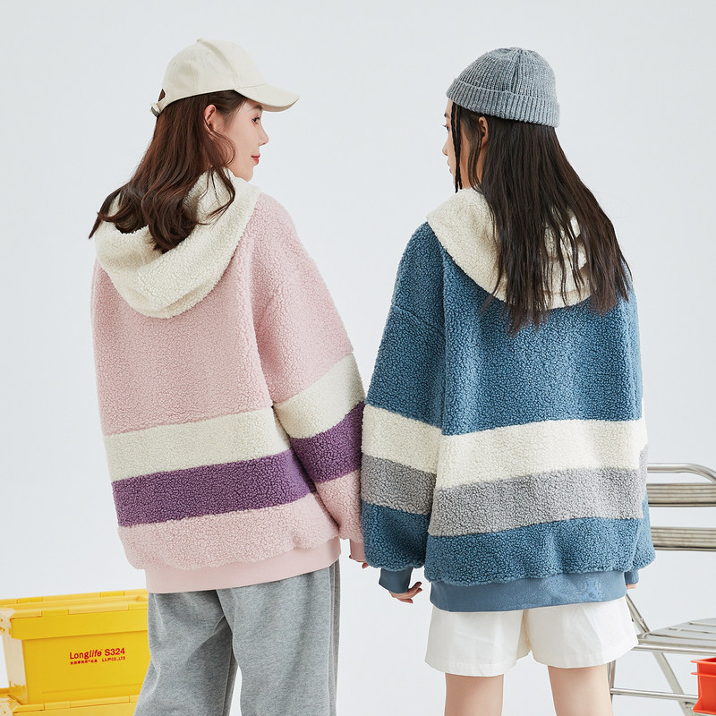 唐狮秋冬新款仿羊羔绒连帽宽松卫衣 唐狮卫衣/绒衫