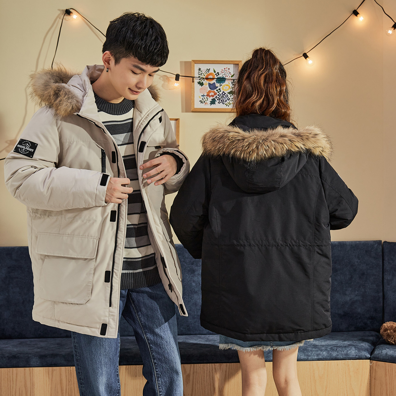 唐狮中长款情侣2021新款韩版羽绒服 唐狮喜之乐羽绒服