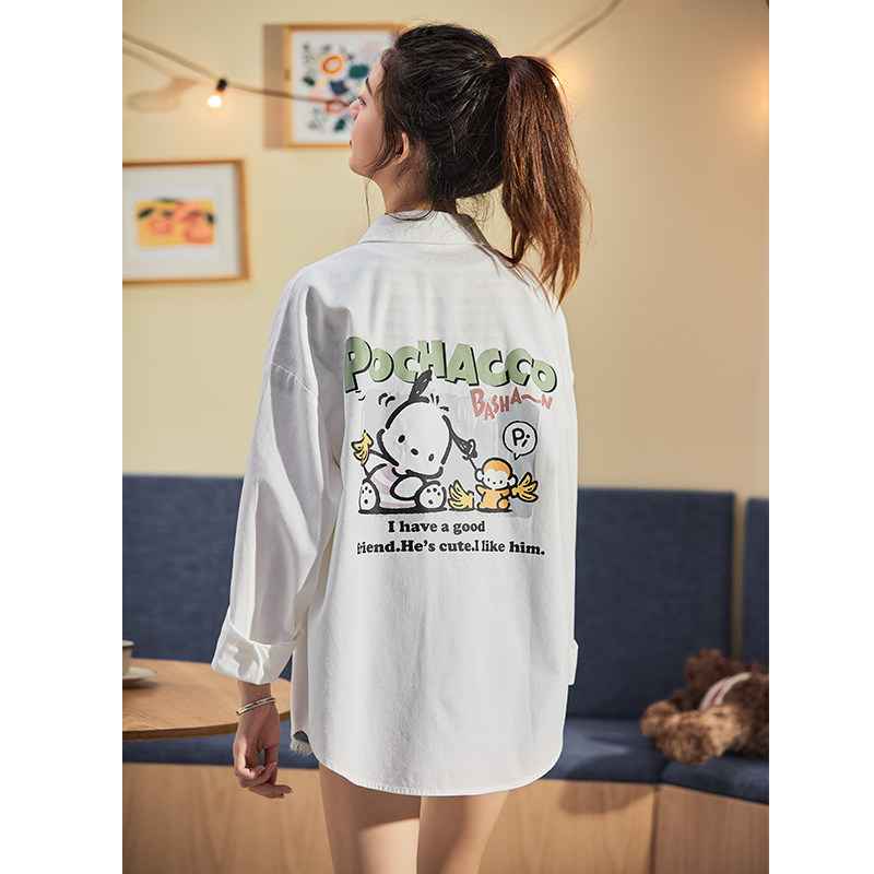 唐狮长袖女2020秋新款韩版ins衬衫 唐狮喜之乐衬衫