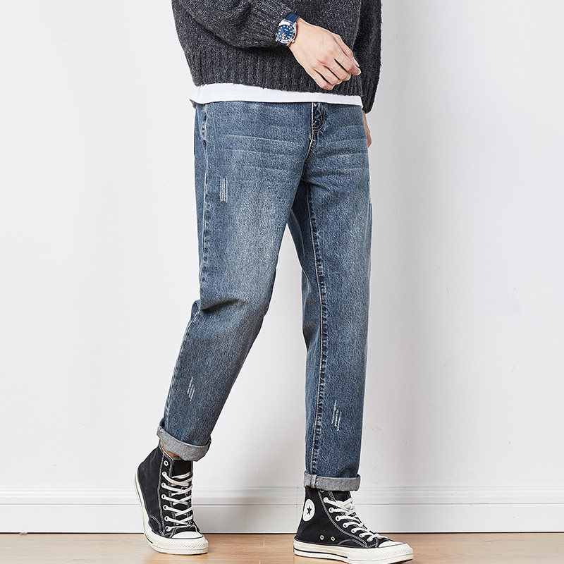 唐狮2020冬季新款直筒潮宽松牛仔裤 唐狮天悦牛仔裤