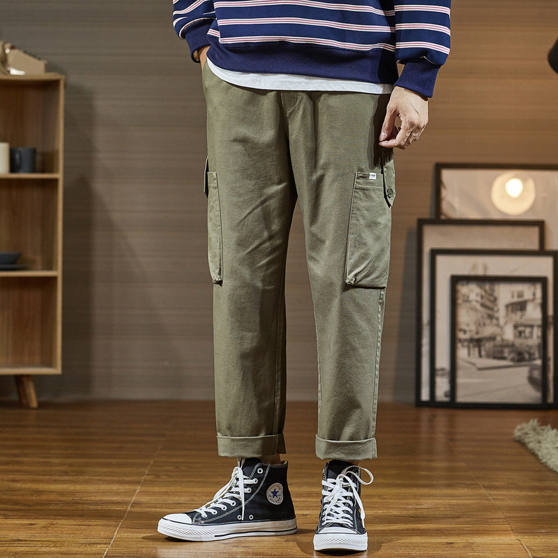 唐狮2021秋新款直筒潮牌男士工装裤 唐狮喜之乐休闲裤