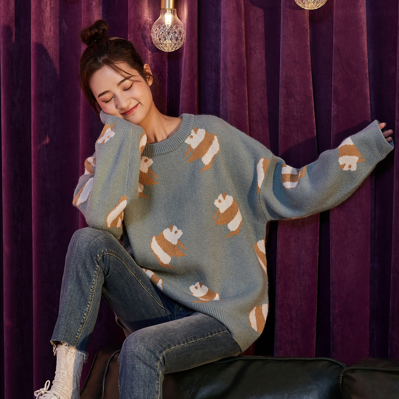 唐狮2020秋季新款日系慵懒外穿开衫 唐狮天悦毛衣