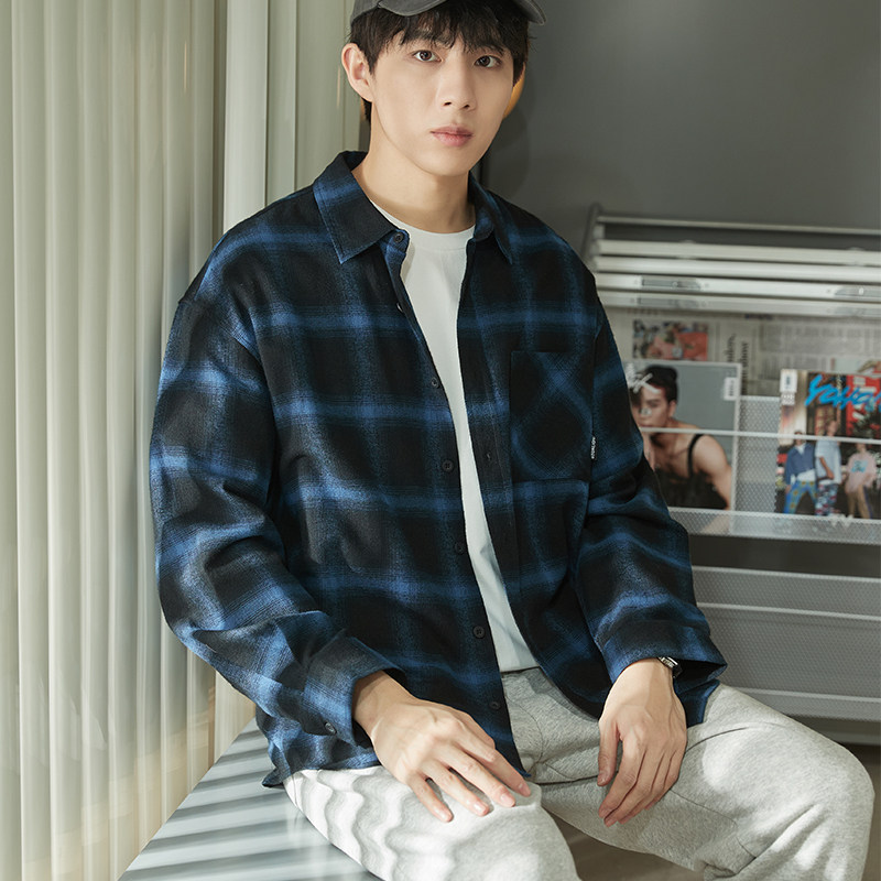 唐狮2023春季新款棉格子长袖衬衫 唐狮衬衫