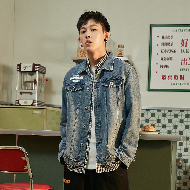 唐狮牛仔男士2020秋装新款印花夹克 唐狮喜之乐夹克