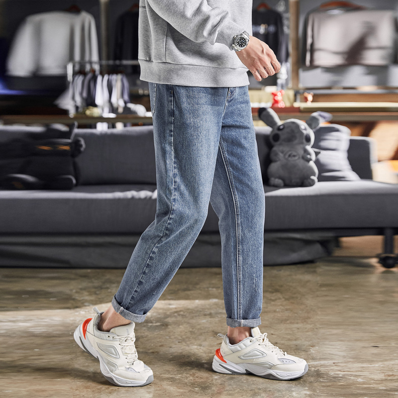 唐狮2021秋冬新款黑色男潮牛仔裤 唐狮喜之乐牛仔裤