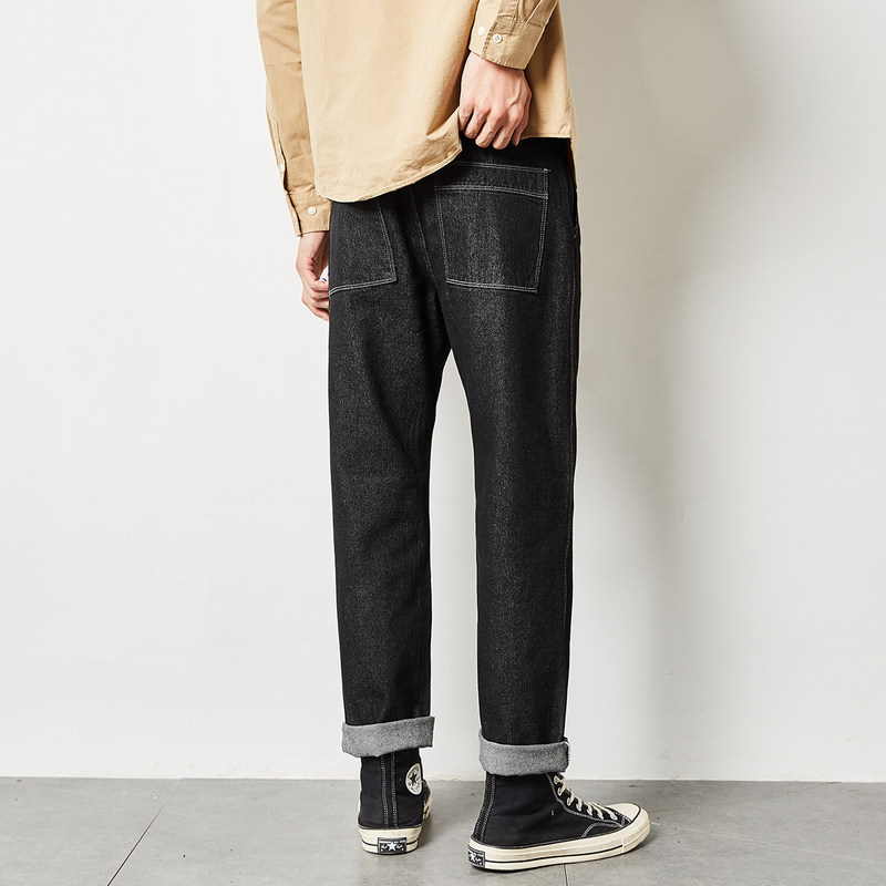 唐狮2020冬新款宽松直筒男士牛仔裤 唐狮喜之乐牛仔裤