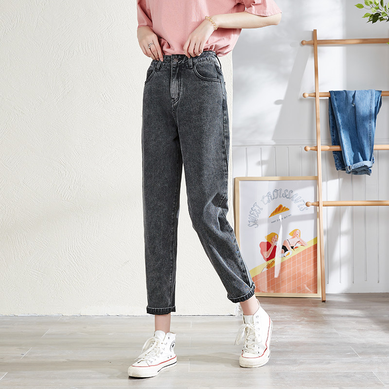 唐狮2021年秋冬新款高腰牛仔裤女 唐狮喜之乐牛仔裤