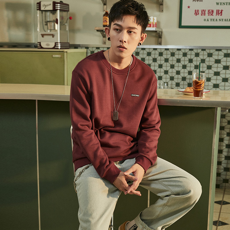唐狮圆领男2020秋季新款纯色卫衣 唐狮喜之乐卫衣