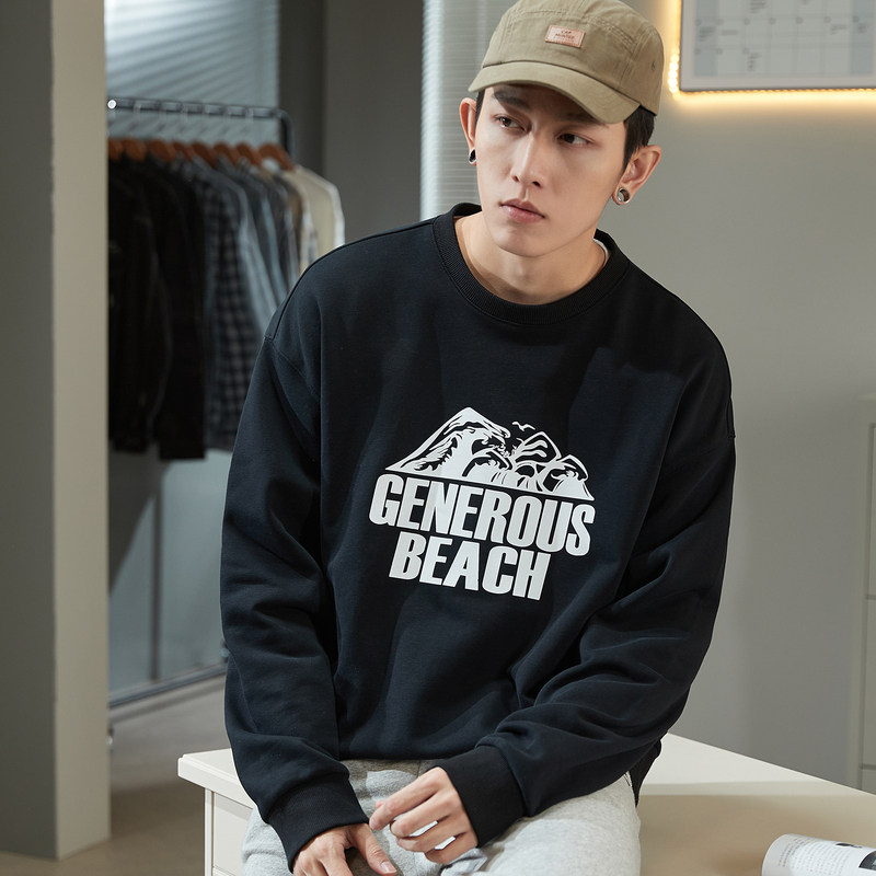 唐狮2022春季新款男圆领宽松卫衣 唐狮喜之乐卫衣