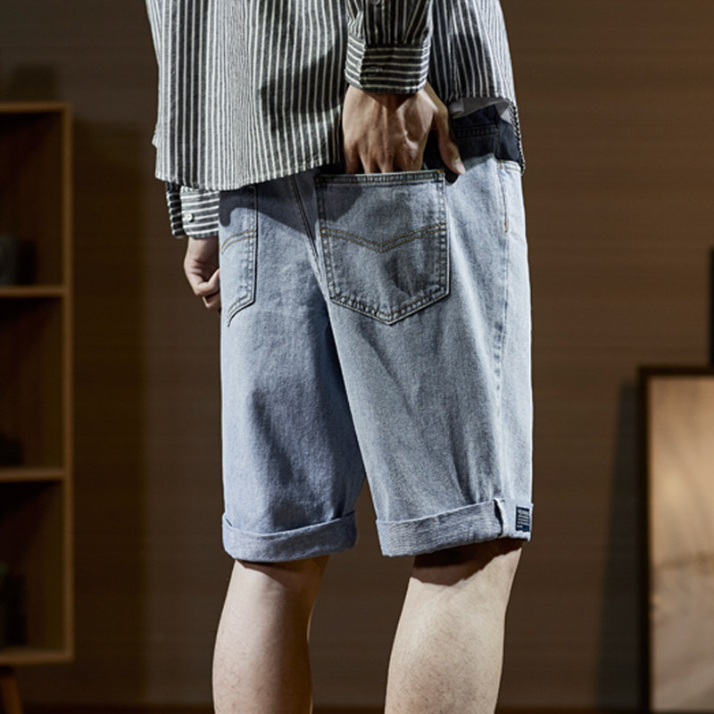 唐狮2020夏新款牛仔男士五分裤短裤 唐狮喜之乐牛仔裤