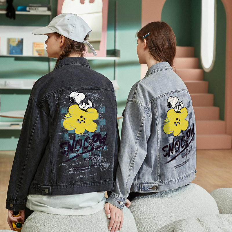 史努比联名唐狮2021秋新款女牛仔衣 唐狮喜之乐短外套
