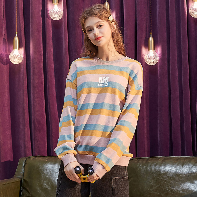 唐狮2020秋装新款圆领条纹薄款卫衣 唐狮天悦卫衣/绒衫