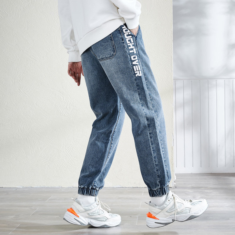 唐狮2021秋冬新款潮牌束脚裤牛仔裤 唐狮喜之乐牛仔裤