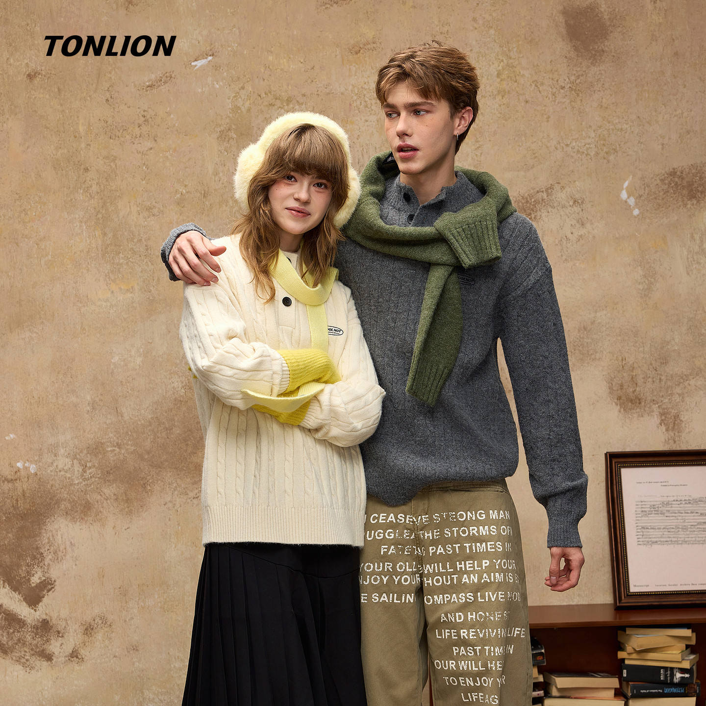 唐狮2026秋冬季情侣女绞花毛衣男半高领小细节绞花米白色毛线衫,淘宝优惠券,粉丝福利购,淘宝优惠卷