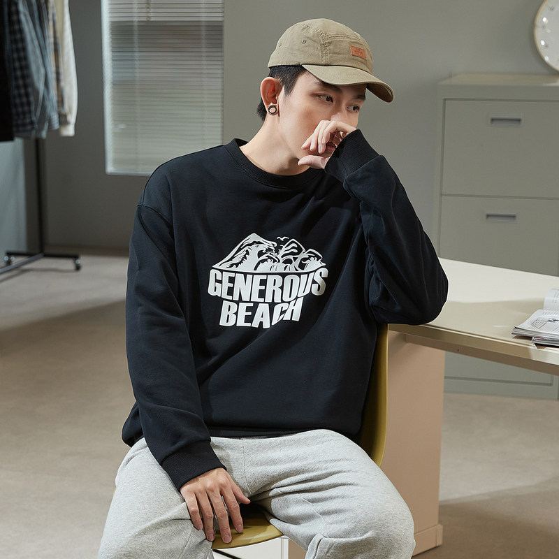 唐狮2022春季新款男圆领宽松卫衣 唐狮喜之乐卫衣