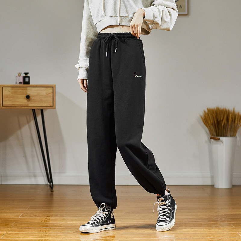 唐狮灰色女2020秋装新款宽松运动裤 唐狮喜之乐休闲裤