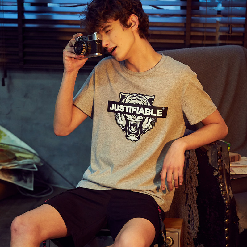 唐狮情侣装短袖夏新款青年圆领t恤 唐狮喜之乐T恤