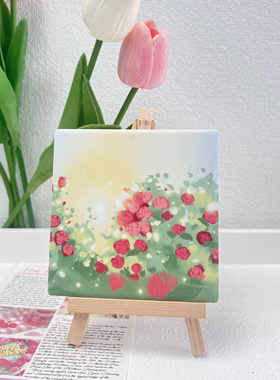 ins风桌面装饰小摆件治愈氛围感油画插画创意家居饰品小画架