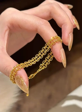 缎带波纹蕾丝手链女轻奢高级感小众不掉色个性百搭新中式闺蜜手饰