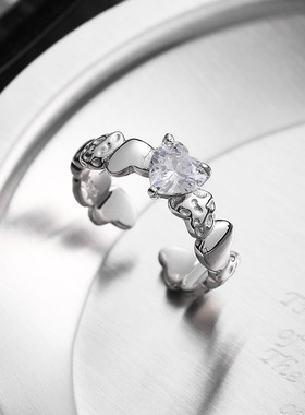 刻骨铭心戒指925纯银夏季个性ins时尚几何小红书同款闺蜜指环叠带