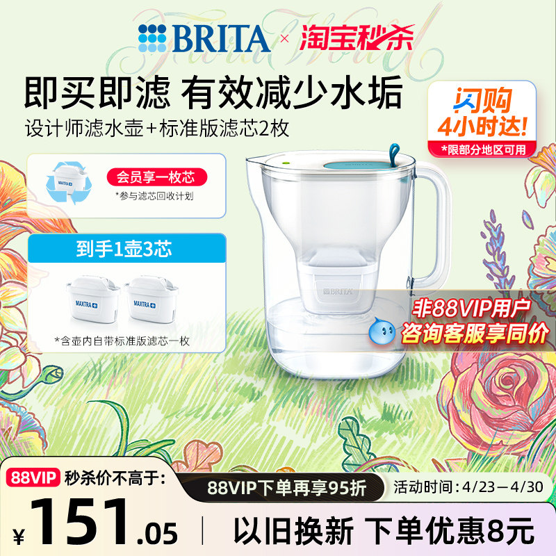 BRITA碧然德设计师滤水壶净水器家用净水壶滤芯设计师系列套组