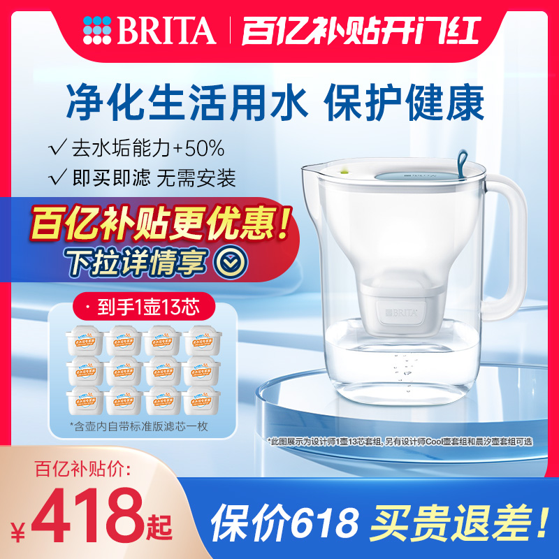 BRITA碧然德家用过滤水壶净水器净水壶设计师系列+专家版滤芯套组 - 图0