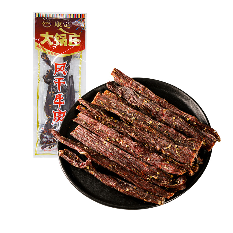 大锅庄超干风干真牛肉160g小袋包装五香宅家抗饿辣味小零食旗舰店 - 图0