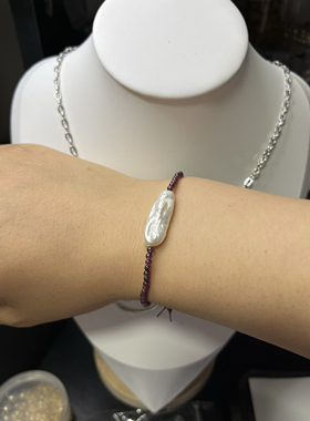 锦绣微光原创 天然石榴石项链石榴石珍珠手链