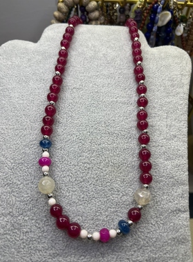 天然石红刚玉项链女款轻奢小众设计感锁骨链颈链饰品送闺蜜